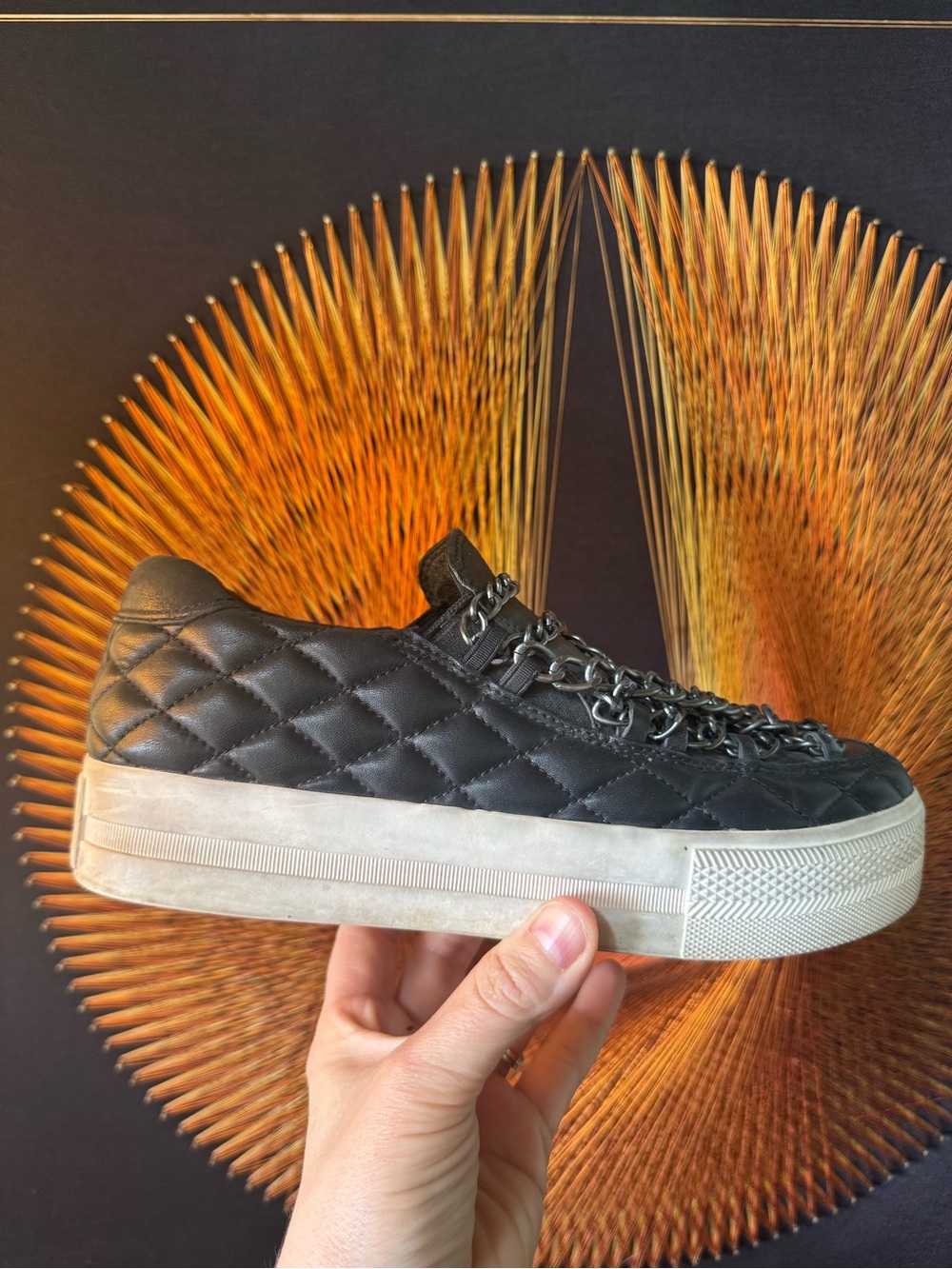 Ash Quilted Leather Chain Jewel Bis Platform Sneaker 39 - Picture 3 of 13